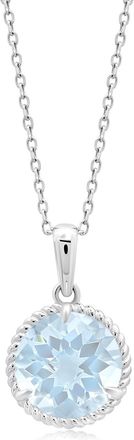 MAX + STONE 14k Yellow or White Gold Roped Halo 8mm Round Gemstone Pendant Necklace