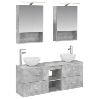 vidaXL Juego De Muebles De Ba&ntilde;o 5 Pcs Gris Hormig&oacute;n 50 X 14,5 X 70 Cm Vidaxl