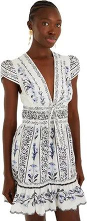 Farm Rio Farm Rio Womens Arch Ruffled Mini Dress in Off-White