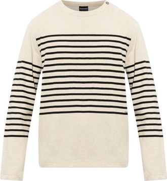 Emporio Armani linnenmix gestreepte trui