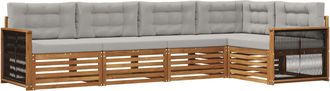 vidaXL Conjunto De Sof&aacute;s De Exterior 5 Uds. Natural Y Gris Claro Vidaxl