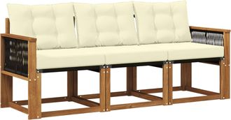 vidaXL Conjunto De Sof&aacute;s De Exterior 3 Uds. Natural Y Crema Vidaxl