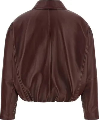 Brunello Cucinelli Womens Bordeaux Calfskin Leather Jacket Clothing