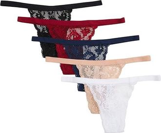 Cosabella Never Say Never G-String 5-Pack Skimpie Womens Underwear Black/Navyblue/Sindoorred/Sette/White, Cotton/Elastane/Polyamide