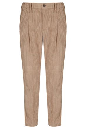 Herno Camel 1 Pinces Cotton Velvet Trousers