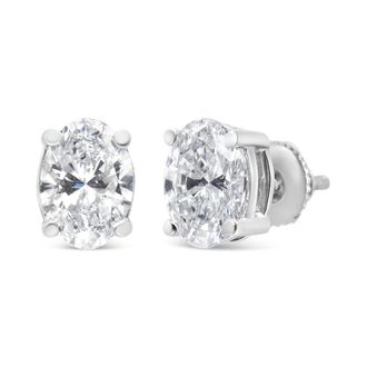 House of Brilliance 14K White Gold Lab Grown Oval Solitaire Diamond Stud Earrings