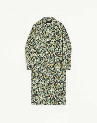 Valentino Cappotto monopetto Valentino in drill di cotone con stampa Papier Floral Uomo NERO/MULTICOLOR 44