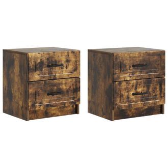 vidaXL Armario De Noche 2 Pcs Roble Ahumado 43 X 34,5 X 44,5 Cm Vidaxl
