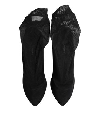 Dolce & Gabbana Silk Stretch Mesh Sock Boot - Black