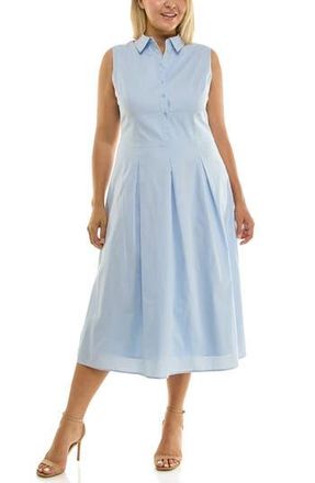 Nicole Miller Sleeveless Poplin Midi Shirtdress in Blue Aura at Nordstrom Rack, Size X-Large
