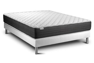 VITALIT Somier blanco + colch&oacute;n con espuma viscoel&aacute;stica 135 x 190