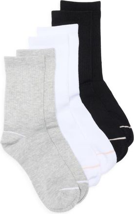 Nordstrom 3-Pack Athleisure Crew Socks in White- Grey- Black at Nordstrom, Size 9