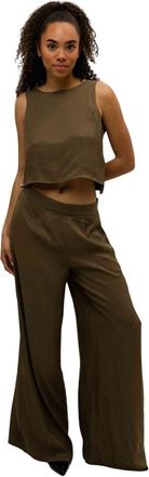 Guess Zoe Wijde Broek - Dames - Wijde Broeken - Groen - M - Broeken