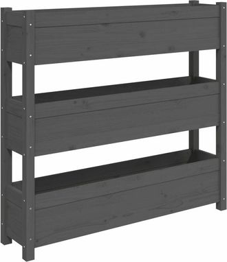 vidaXL Jardinera De Madera Maciza De Pino Gris 112x25x104,5 Cm Vidaxl