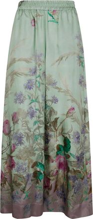 La DoubleJ Pantaloni in seta con stampa Heath Placée - Verde