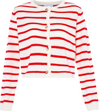 Usha Vest Dames GEBROKEN WITTE RODE STREPEN