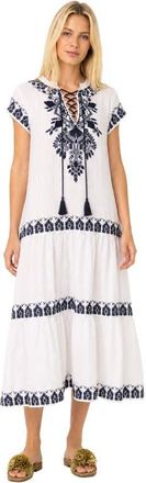 Calypso St. Barth Coralie Dress in White & Navy at Nordstrom, Size X-Small
