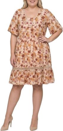 Standards & Practices Floral Print Crochet Lace Trim Dress in Multi Floral at Nordstrom, Size 3 X