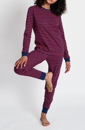 Sleepy Jones Helen Lounge Set in Navy And Red Stripe at Nordstrom, Size X-Small