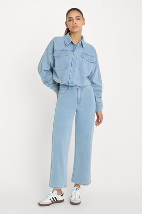 Good American Womens Jeanius Crop Palazzo | Indigo, Size 00 | Good American by Khlo&Egrave; Kardashian