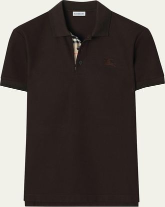 Burberry Mens Eddie Check-Placket Cotton Polo Shirt