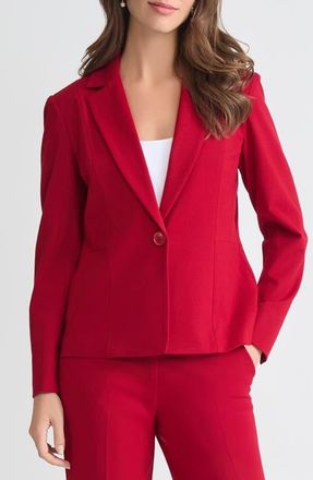 Kasper One-Button Seamed Waist Blazer in Fire Red at Nordstrom, Size 14P