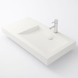 Ambra Ambra - Lavabo de baño suspendido blanco de 80 cm, en Solidsurface - Passoa d