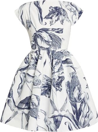 Erdem Abito corto a fiori con maniche corte - Toni neutri