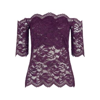 Paco Rabanne Floral Lace Off-Shoulder Top - female - Rabanne - Blouses - Purple - XS - Blouses & Shirts