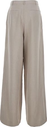 Merci Womens Trousers High-Waisted Cotton Beige