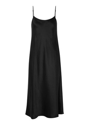Vince Hammered Satin Slip Dress - Black - XS