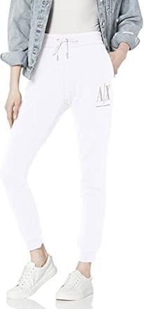 A|X Armani Exchange Womens Drawstring Logo Studs Terry Jogger Pant Track, White (Optic White), M