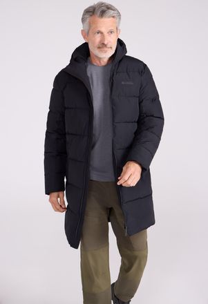 Mountain Warehouse Vortex Mens Longline Jacket Water Resistant Winter Padded Coat Black - Size Medium