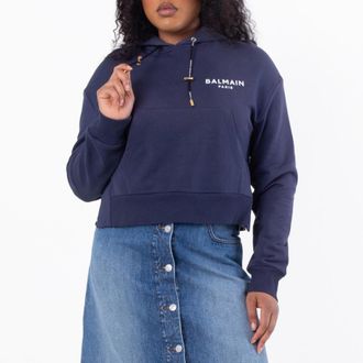 Balmain Eco Flock Cotton Hoodie, Size X-Small