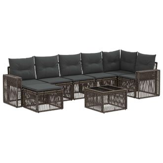 vidaXL Conjunto De Sof&aacute;s De Jard&iacute;n 8 Pcs Gris Y Gris Oscuro Vidaxl