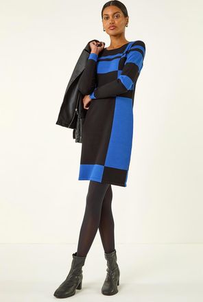 Roman Colour Block Knitted Dress