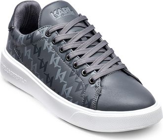 Karl Lagerfeld Side Logo Grid Low Top Sneaker in Grey at Nordstrom Rack, Size 8.5