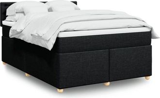 vidaXL Cama Box Spring Con Colch&oacute;n Tela Negro 140x200 Cm Vidaxl