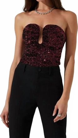 Astr Arista Strapless Top In Burgundy