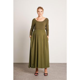 Nom Maternity Maeve Maternity Long Sleeve Dress in Moss Green at Nordstrom, Size X-Large