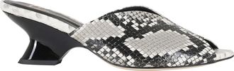 Giampaolo Viozzi Rock Grey Textured Snakeskin Pointed Toe Leather Mules