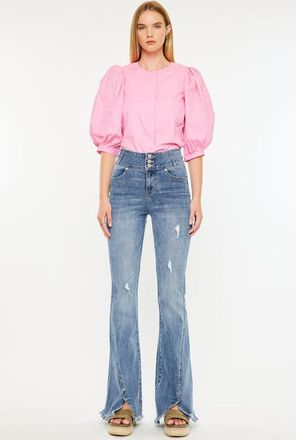 Kancan Miranda Ultra High Rise Flare Jeans in Medium Wash at Nordstrom, Size 27