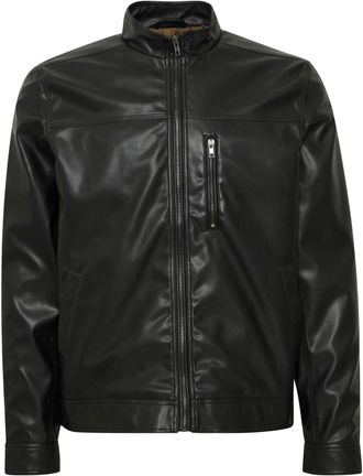 Blend Lederimitatjacke BLEND BHELON jacket, Herren, Gr. XXL, schwarz, Web, Obermaterial: 100% Polyurethan, unifarben, regular fit normal, 1-Knopf-Manschette