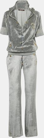 Roberto Cavalli Grey Velvet Hooded Sweatshirt & Sweatpants