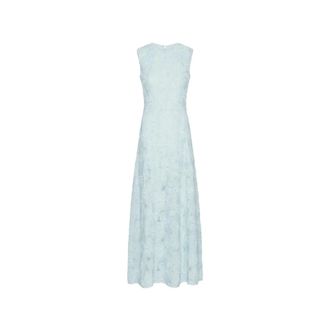 Rotate ROTATE Birger Christensen, Maxi Dresses, female, Blue, Size: M 3D Mesh Maxi Dress