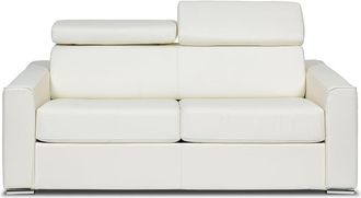 VENTE-UNIQUE.COM Sof&aacute; cama 100% piel 3 plazas blanco 196x223cm