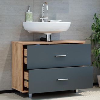 Vicco Mueble Bajo Lavabo Ilias, Antracita/roble Dorado, 80 X 60.8 Cm, Vicco