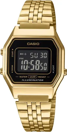 Casio Womens Gold Digital Watch with Black Dial Retro Square Design - LA-680WGA-1BDF