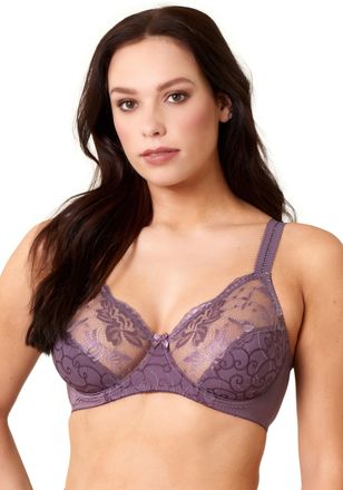 Elbrina B&uuml;gel-BH ELBRINA EMBROIDERY, Damen, Gr. 100, Cup E, lila (vintage violet), Spitze, Obermaterial: 61% Polyamid, 31% Polyester, 8% Elasthan, unifarben, 