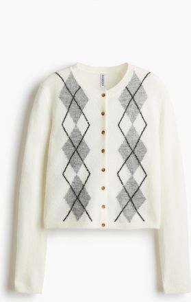 H&M Cardigan in Jacquardstrick - White